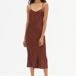 Style Addict Lola Silk Slip Dress in Chocolate